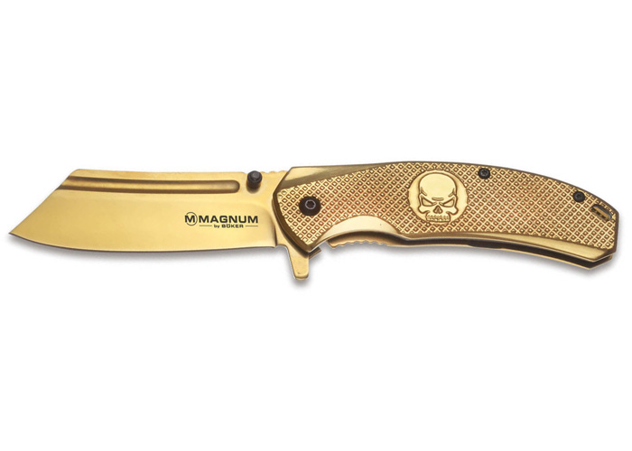 COUTEAU BOKER - MAGNUM - GOLDEN SKULL 01SC070
