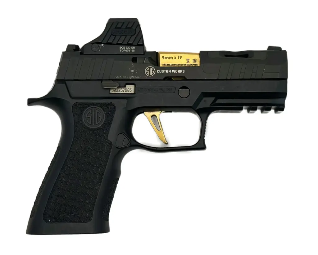 PISTOLET SIG-SAUER P320X Compact Spectre Gold CAL.9x19 - Viseur réflex "HOLOSUN" SCS 320-GR