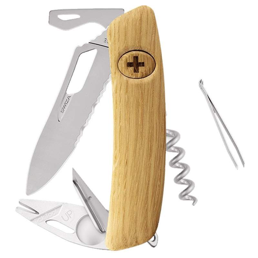  COUTEAU SUISSE SWIZA SH03TR-TT TICK TOOL ALLMATT WAVY EDGE BOIS CHÊNE